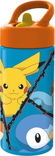 Stor Botella de Agua Pokemon para Niños con Asa, 410 ml, Plástico, Tapa PP, Licencia Oficial