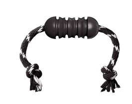 KONG Extreme Dental with Rope M, Juguete para Perros, Goma Extreme, Cuerda 100% Algodón, Denta-Ridges