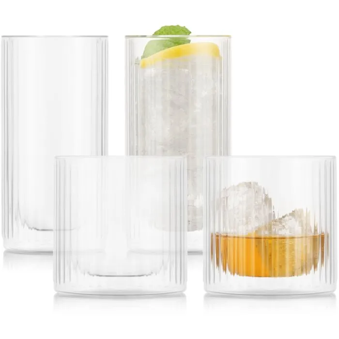 Bodum BOD0699965613518 Douro - Juego de bar de 4 vasos de whisky 0.3L y 4 vasos de gin tonic 0.28L de doble pared