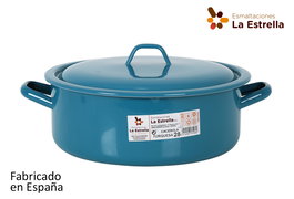 La Estrella Cacerola Esmaltada con Tapa de 28 cm, Color Turquesa, 10.49 kg, Ancho 30.5 cm, Alto 11.6 cm, Largo 38.4 cm (6 Unidades)