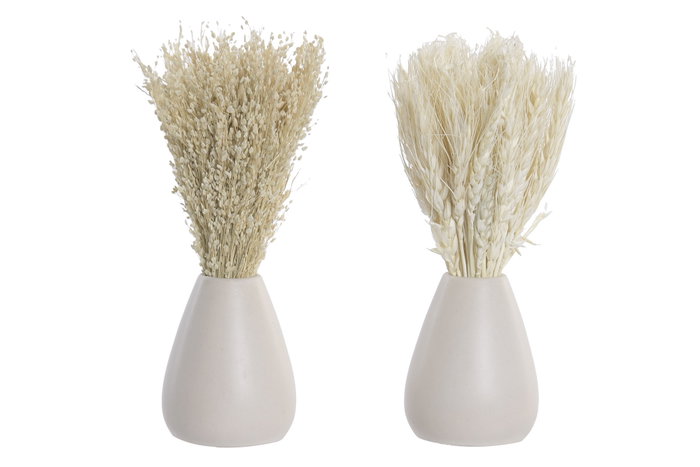 DKD Home Decor Set de 2 Flores Secas y Cerámica Beige 10x10x20 cm DKD Home Decor Set de 2 Flores Secas y Cerámica Beige 10x10x20 cm