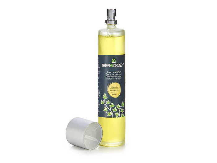 Ibergarden Ambientador Citronela en Spray de 100 ml en Frasco de Cristal - Color Amarillo, Dimensiones 3.5x19x3.5 cm (Set de 24)