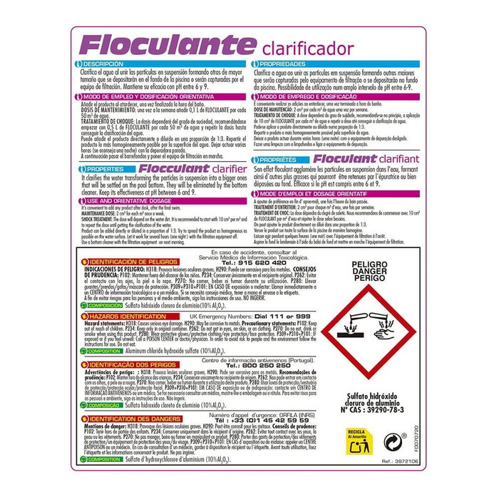 PQS Floculante Clarificante Líquido para Piscinas, Garrafa 5 Litros - Clarifica el Agua Uniendo Partículas en Suspensión PQS Floculante Clarificante Líquido para Piscinas, Garrafa 5 Litros - Clarifica el Agua Uniendo Partículas en Suspensión