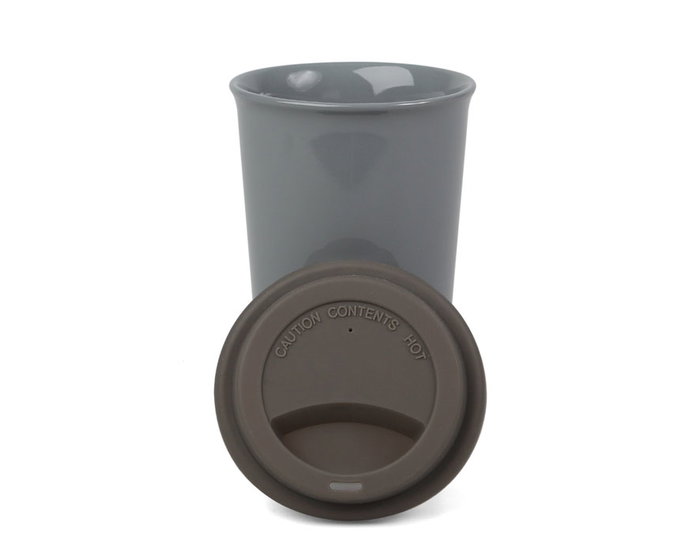 ZARA HOME Taza de Cerámica con Tapa de Silicona y Cozy Griss Gris 520 mL