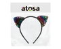 Diadema de orejas de gato multicolor con lentejuelas arcoíris