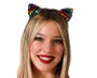 Diadema de orejas de gato multicolor con lentejuelas arcoíris