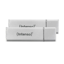 Intenso Lápiz USB Ultra Line 64GB (3531490) - Memoria USB 3.2 - Pack de 2 Unidades - Aluminio Plata - Lectura 35 MB/s, Escritura 20 MB/s