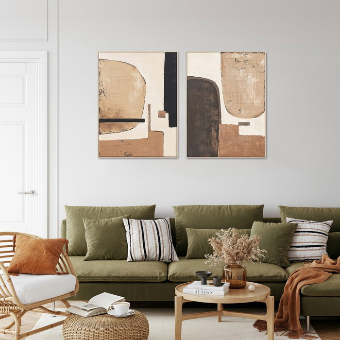 DKD Home Decor Cuadro Lienzo Moderno Set de 2 Piezas Beige y Marrón DKD Home Decor Cuadro Lienzo Moderno Set de 2 Piezas Beige y Marrón