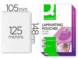 Q-connect Bolsa de Plastificar 105 x 148 mm 125 mc DIN A6 Caja de 100 Unidades