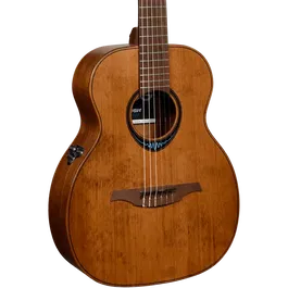 LAG Guitarra Acústica Travel Nylon Blue Wave 1 Electroacústica Cedro Rojo Macizo Caoba Marrón Natural Satinado