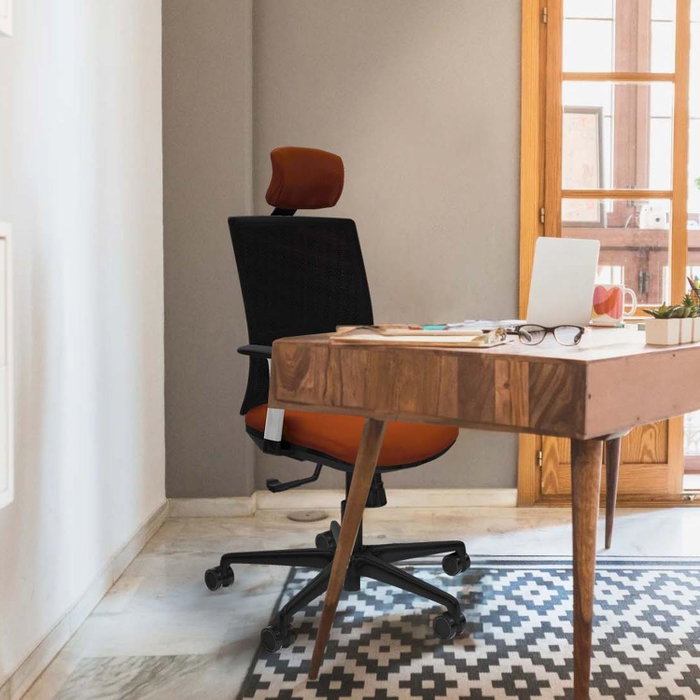 PIQUERAS Y CRESPO Silla de oficina Yunquera con mecanismo Sincro, Turquesa y Negro