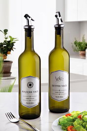 Hermia PLTN104 Set dispensador de aceite de vidrio ámbar 750 ml (2 piezas)