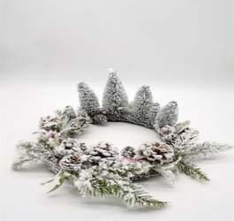 DKD Home Decor Centro de Mesa Natural de Piñas con Acabado Nevado