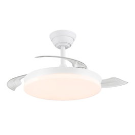 Cristalrecord Ventilador de Techo LED 3CCT 48W 5280lm Aspas Retráctiles Ø106cm Blanco con Mando