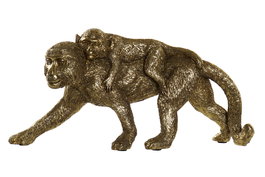 DKD Home Decor Figura de Monos en Resina Dorado