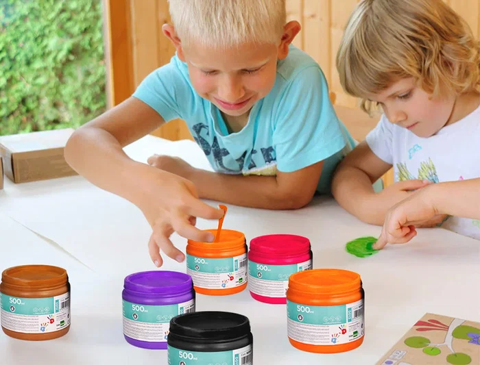 Liderpapel Pintura Dedos Magenta Tarrina 500 cc Pintura a Base de Agua Fácil Lavado Sin Gluten Normativa Europea