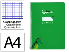 Liderpapel Cuaderno Espiral Pautaguía A4 Tapa Blanda 80 Hojas 75gr Cuadro Pautado 3mm Verde