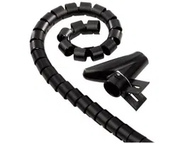 Mediarange Organizador de Cables Flexible, Negro, 2.5m, 20mm