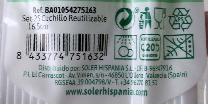 Algon Set 25 Cuchillo Eco 16.5 cm (36 Unidades)