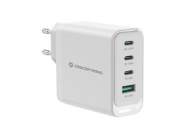 CONCEPTRONIC ALTHEA22W100 Cargador USB PD GaN de 4 puertos y 100 W, USB-C x 3, USB-A x 1, QC 3.0, PPS, PD 3.0