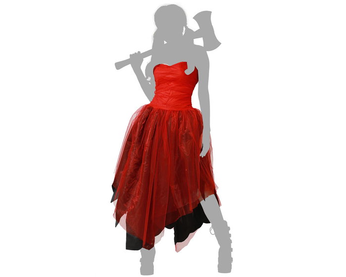 Superhéroe Disfraz de Arlequín Vestido Rojo para Mujer Adulta Talla XS-S - Carnaval, Fiesta Temática
