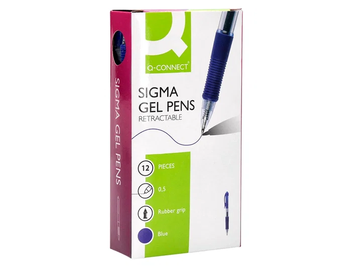 Q-connect Sigma Bolígrafo Retráctil Tinta Gel 0,5 mm Azul