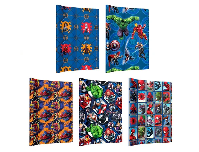 Basika Papel de Regalo Marvel, Rollo Ancho 70 cm x Longitud 2 m, 1 Hoja, Caja Expositora de 50 Unidades, Modelos Surtidos, Infantil