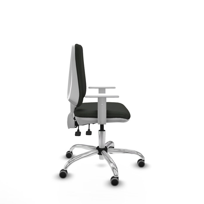 PIQUERAS Y CRESPO Silla de oficina Elche con mecanismo Asincro, Tela Negra y Brazos Blancos