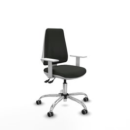 PIQUERAS Y CRESPO Silla de oficina Elche con mecanismo Asincro, Tela Negra y Brazos Blancos