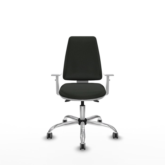 PIQUERAS Y CRESPO Silla de oficina Elche con mecanismo Asincro, Tela Negra y Brazos Blancos