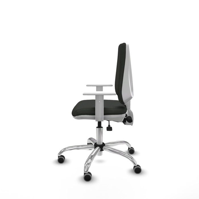 PIQUERAS Y CRESPO Silla de oficina Elche con mecanismo Asincro, Tela Negra y Brazos Blancos