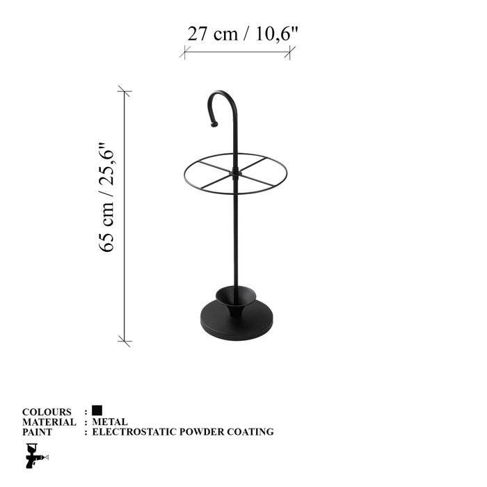 Aberto Design Paragüero 002 Metal Negro 27x27x65 cm