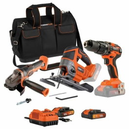 Dual Power Pack de 3 Herramientas 20V con Amoladora, Taladro/Atornillador y Sierra de Calar