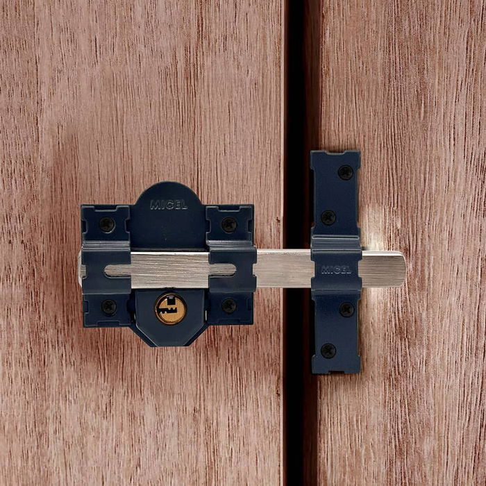 Micel Cerrojo sobreponer CRR11 placa 86 mm cilindro 50 mm acabado gris, sistema antibumping, incluye 5 llaves de seguridad