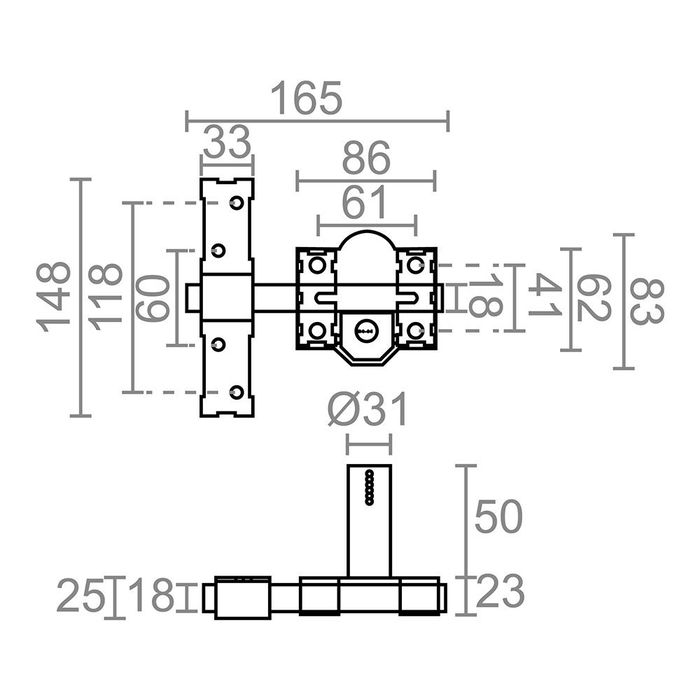 Micel Cerrojo sobreponer CRR11 placa 86 mm cilindro 50 mm acabado gris, sistema antibumping, incluye 5 llaves de seguridad
