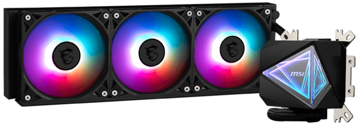 MSI MAG CoreLiquid I360 Kit de Refrigeración Líquida Todo en Uno, Negro, 3 Ventiladores de 12 cm, PWM, RGB, para Sockets Intel LGA 1150/1151/1155/1156/1200/1700 y AMD AM4/AM5