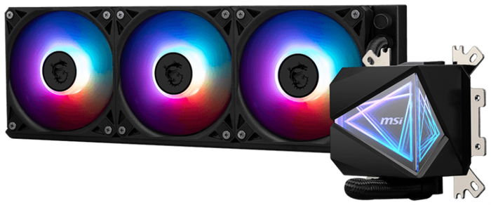 MSI MAG CoreLiquid I360 Kit de Refrigeración Líquida Todo en Uno, Negro, 3 Ventiladores de 12 cm, PWM, RGB, para Sockets Intel LGA 1150/1151/1155/1156/1200/1700 y AMD AM4/AM5