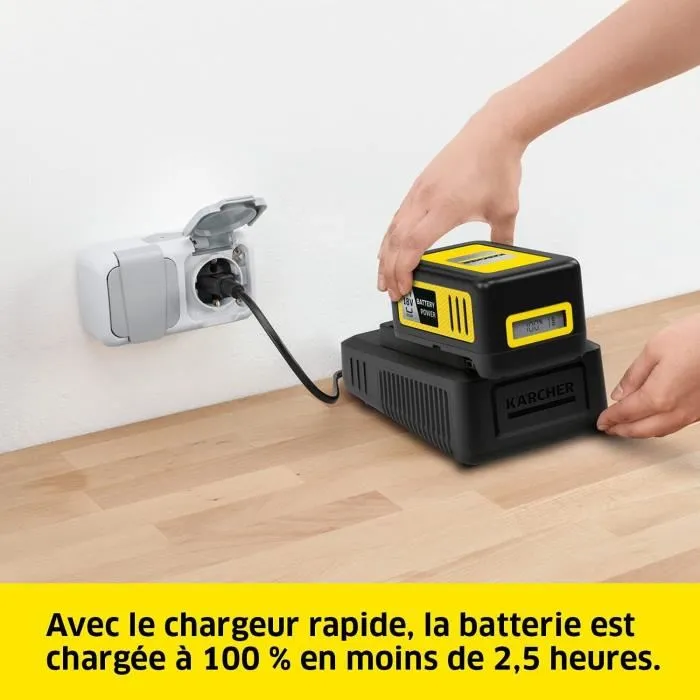 Karcher Juego de Baterías Power 18V / 5 Ah con Pantalla LCD - Cargador Rápido Ion Litio