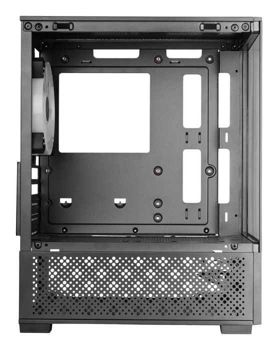 Mars Gaming Caja Gaming MicroATX MC-SE2 Negra con Cristal Templado Continuo, Ventilador FRGB 120mm, AirFlow Mesh, Compatible RL 240mm