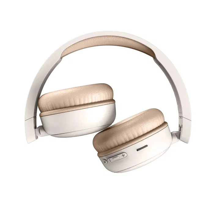 Energy Sistem Auriculares Diadema Bluetooth 5.3 con Radio FM y Ranura MicroSD, 16h Autonomía, Fabricados con Plástico Reciclado, Beige