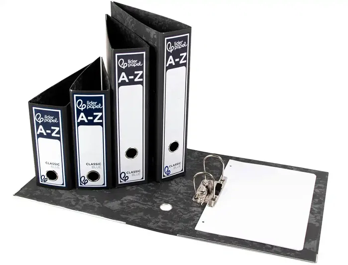 Liderpapel 404549 Archivador de Palanca Folio Classic Blue Cartón Entrecolado Lomo 80mm Negro Compresor Metal