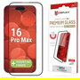 Displex Protector de Pantalla de Vidrio Templado Premium 10H con Marco Completo para iPhone 16 Pro Max, Aplicación en Seco, Anti-Huellas, 1 Unidad, 01998