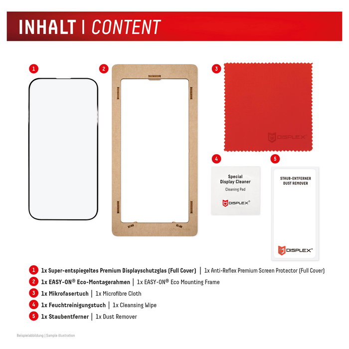 Displex Protector de Pantalla de Vidrio Templado Premium 10H con Marco Completo para iPhone 16 Pro Max, Aplicación en Seco, Anti-Huellas, 1 Unidad, 01998