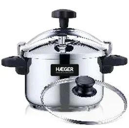 Haeger Olla a Presión PC-4SS.018A 4 Litros Acero Inoxidable, Compatible con Inducción, Gas, Eléctrico y Cerámico, 22 cm