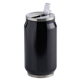 Day Taza Térmica de Acero Inoxidable Estilo Lata con Pajita, 350 ml, Doble Pared Aislamiento, Material PP PS Silicona