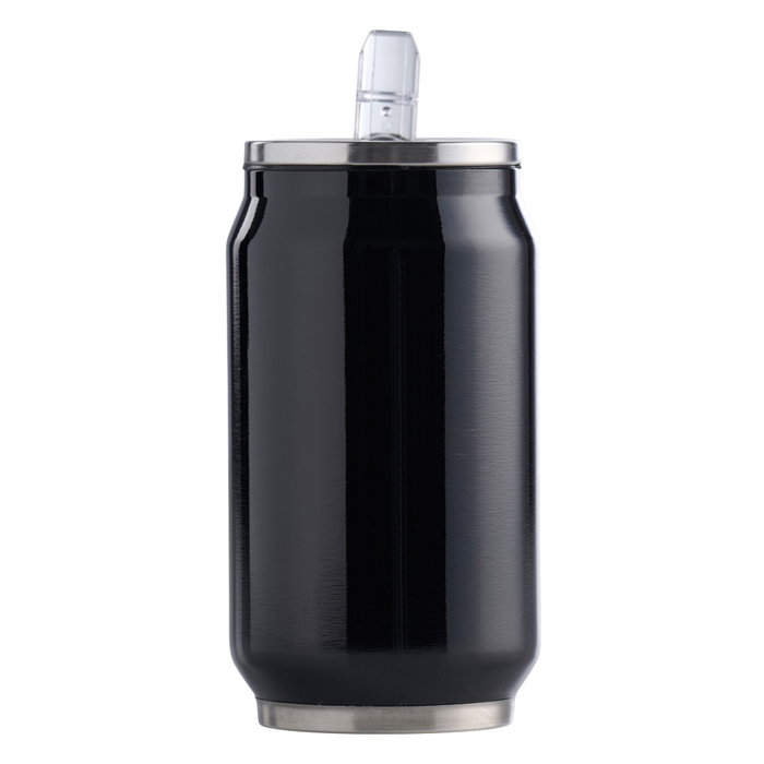 Day Taza Térmica de Acero Inoxidable Estilo Lata con Pajita, 350 ml, Doble Pared Aislamiento, Material PP PS Silicona