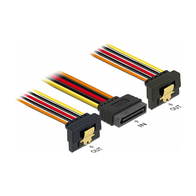 DeLOCK 60159 Cable de alimentación SATA 15 pines con función de clic a 2 x 15 pines, 30 cm
