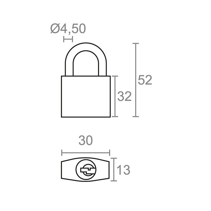 Micel Candado de arco normal basic cn17, Latón, 30 mm