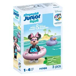 Playmobil Minnie Viaje a la Playa Junior 71706 Set de Baño para Bebés +12 meses Disney