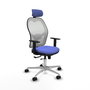 PIQUERAS Y CRESPO Silla de oficina Jorquera con mecanismo Sincro/Traslack, Azul claro y Blanco